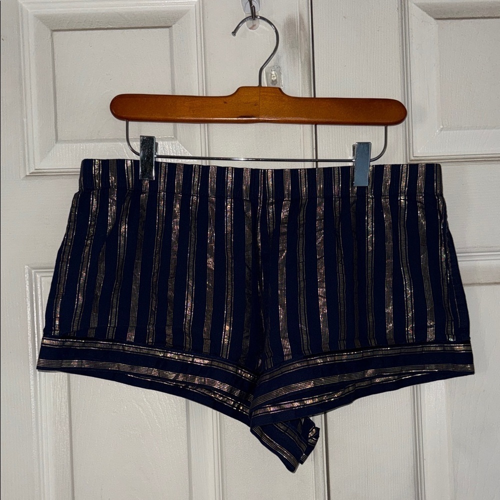 Victoria’s Secret Blue And Metallic Gold Sleep Shorts